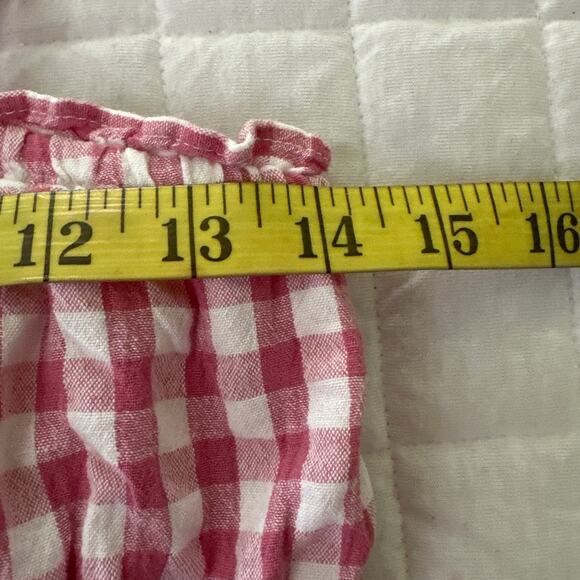 AMERICAN EAGLE Womens Top XS Red Gingham Plaid Cropped Smocked Summer Coquette - Picture 7 of 8